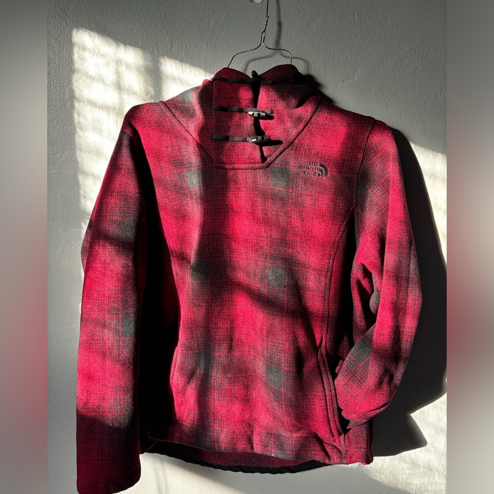 Women’s large red and black flannel hoodie.